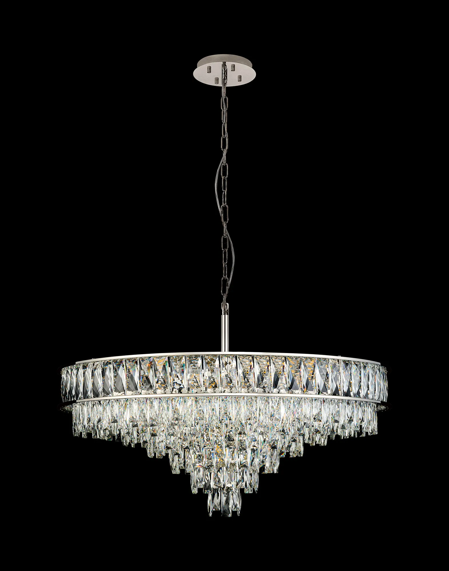 Vivienne Polished Nickel Crystal Ceiling Lights Diyas Statement Crystal Fittings